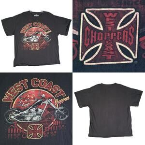 Vintage West Coast Choppers Shirt Mens Large Black 90s Faded Motorcycle Grunge